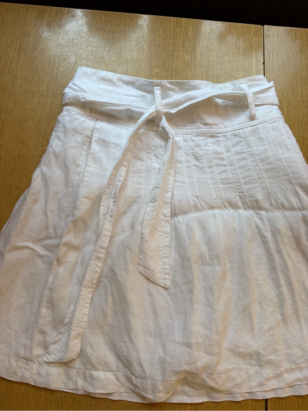 Espirit white linen A-line skirt with a self-tie waist belt US size 2 - Picture 2 of 6